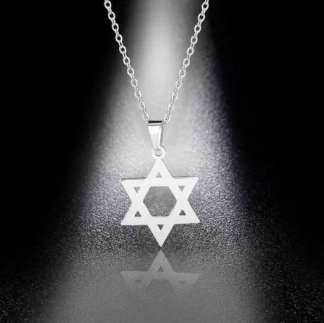 Кулон металлический "Звезда Давида", размер 15*15 мм (малый), цвет "Серебро" на металлической цепочке