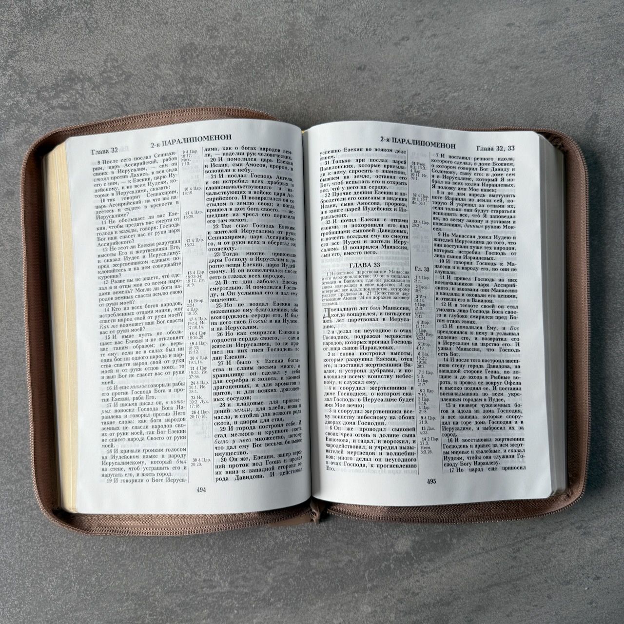 Дисконт. Белая зацепка на лицевойо и залдней стороне обложке. Библия 076z код 25076-44, термо штамп "Терновый венец", переплет из эко кожи на молнии,  цвет серо-бежевый, размер 170x240 мм