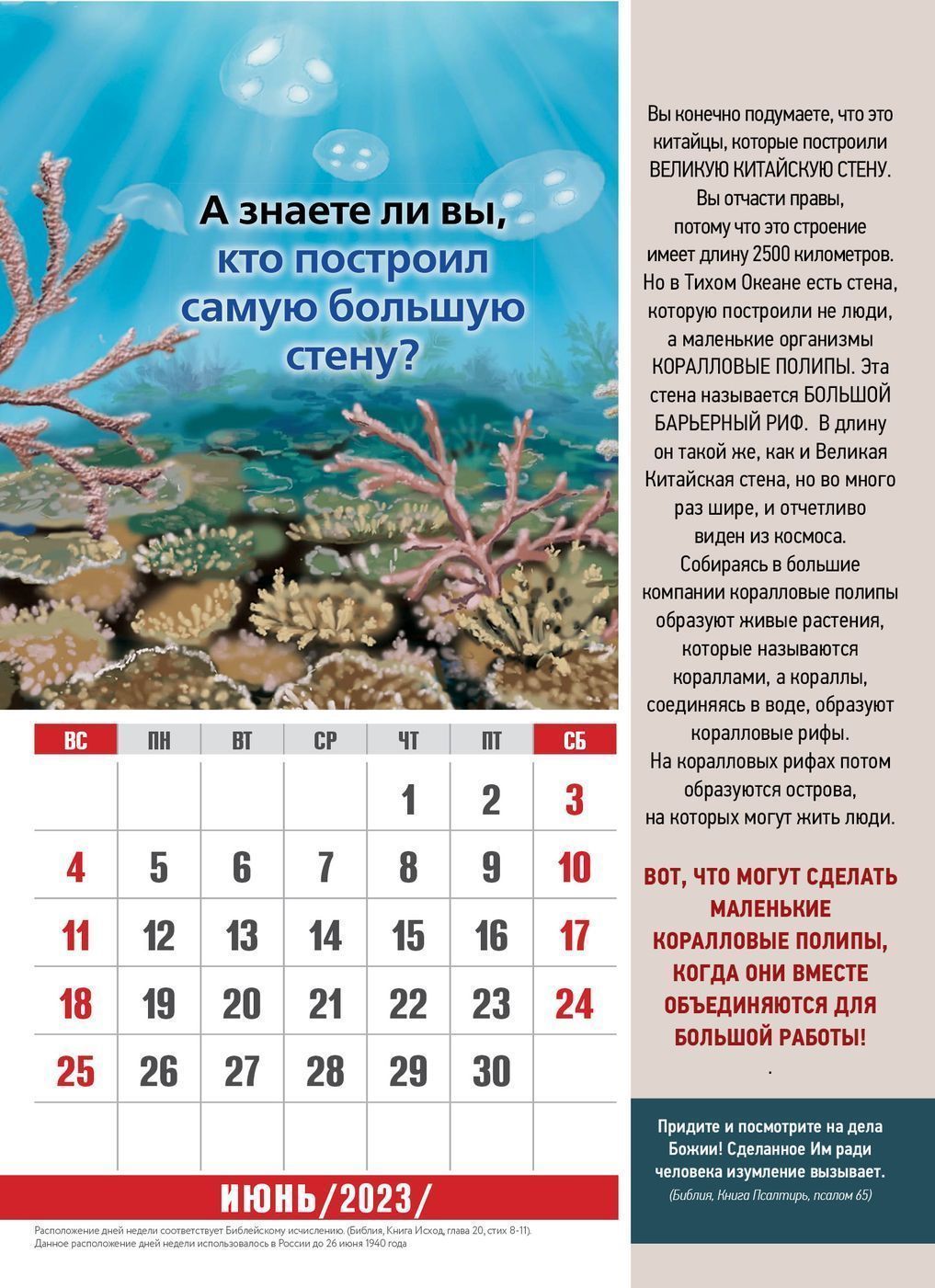 Календарь перекидной на пружине 12 страницах на 2023 год 25*35 (малый) "Чудеса природы" код 521303