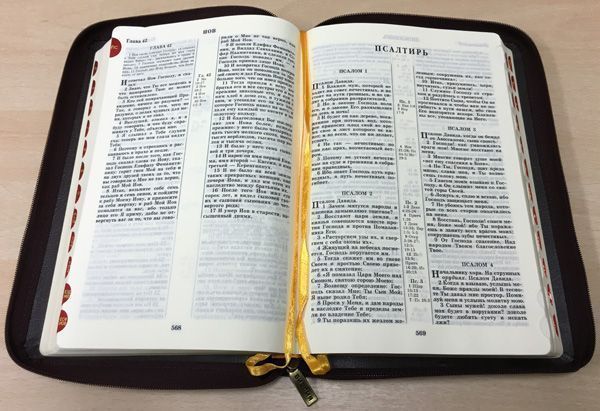 БИБЛИЯ 077zti кожаный переплет с молнией и индексами , цвет бордо, золотые страницы, большой формат, 170х240 мм, код 1193