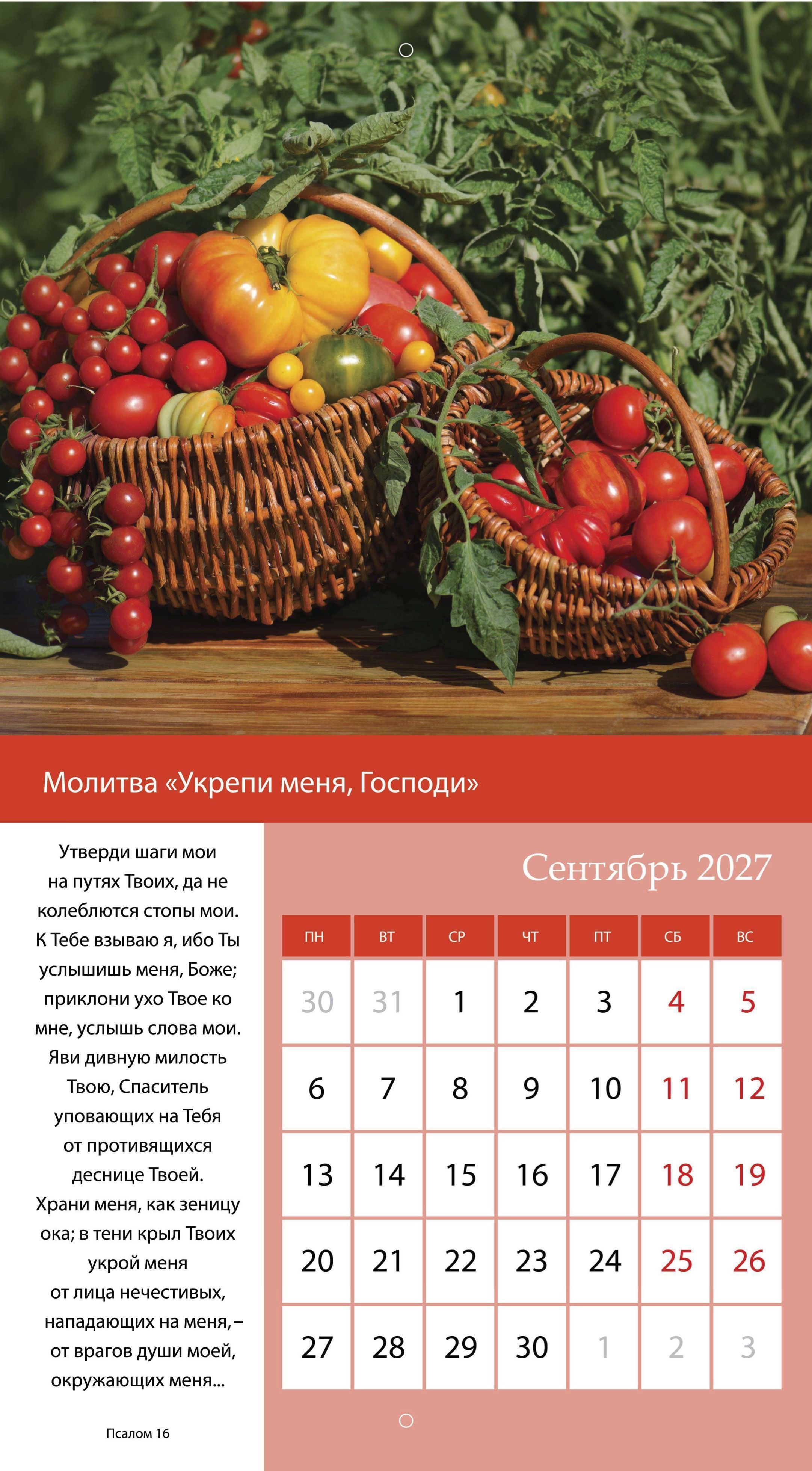 Календарь перекидной на скобе на 6 листах на 2027 год 220*240 см  "Свет Молитвы"