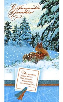 Открытка Поздравительная большая с блестками (двойная с разворотом) без конверта (17*24 см) - С Рождеством Христовым! Ибо младенец родился нам... Е31