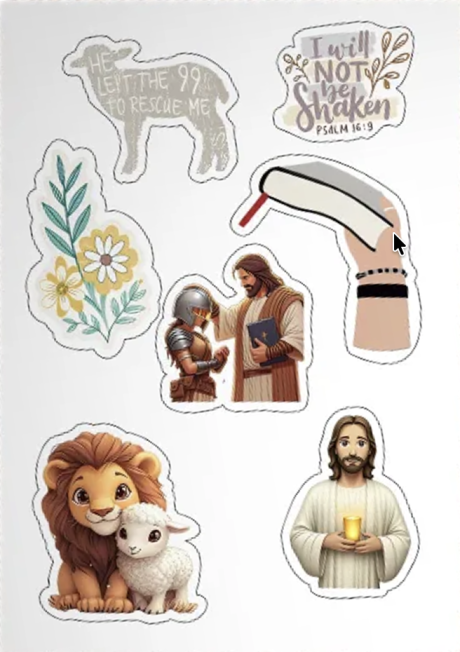 Наклейки листами А6 формата "Овечка" (7 наклеек)