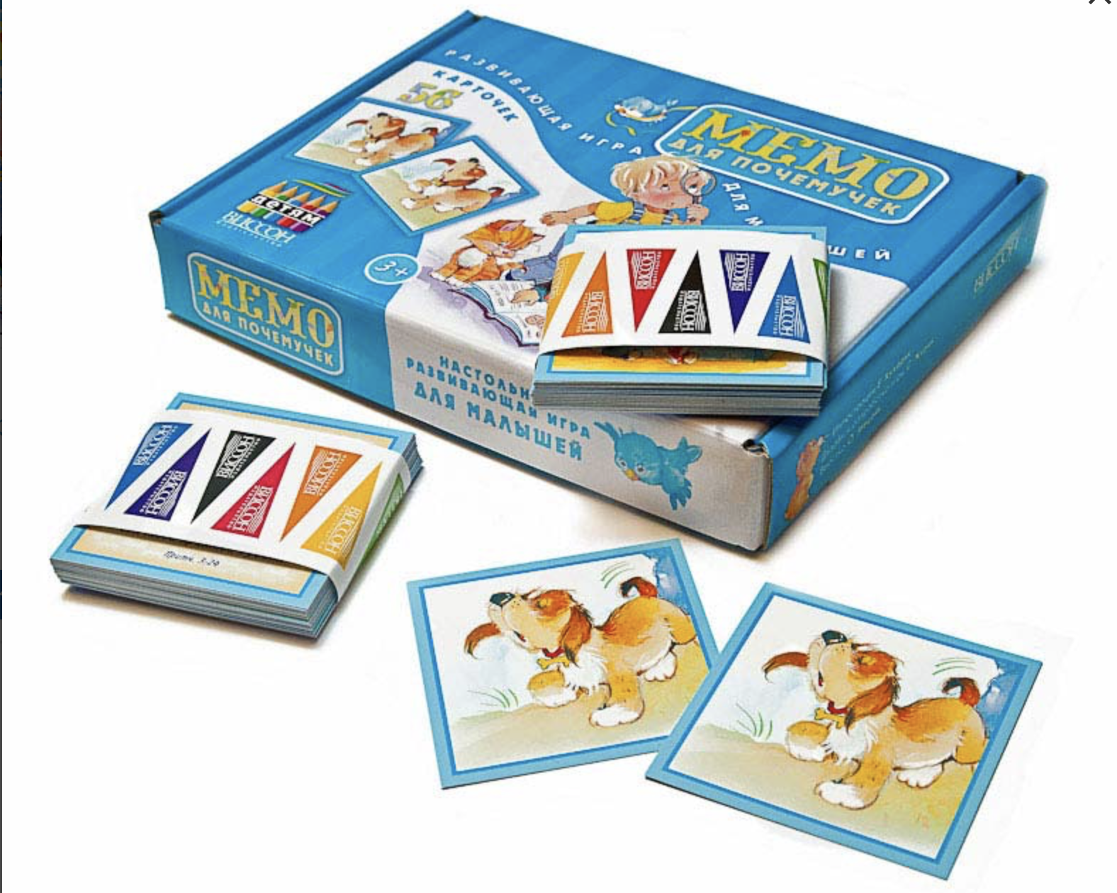 Развивающая игра для малышей (для детей 3+) "Мемо для почемучек" (56 карточек)