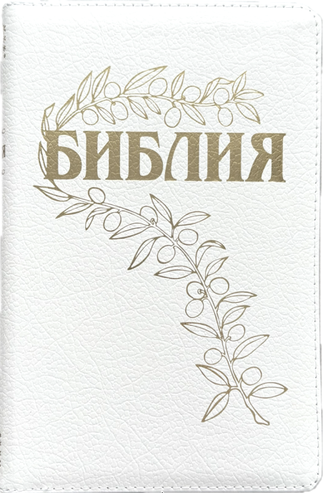 Библия Геце 057z, код 25057-22,  цвет белый пятнистый, кожаный переплет на молнии, золотой обрез, две закладки, цветные карты, приложение Библейский спутник, размер 145*220 мм