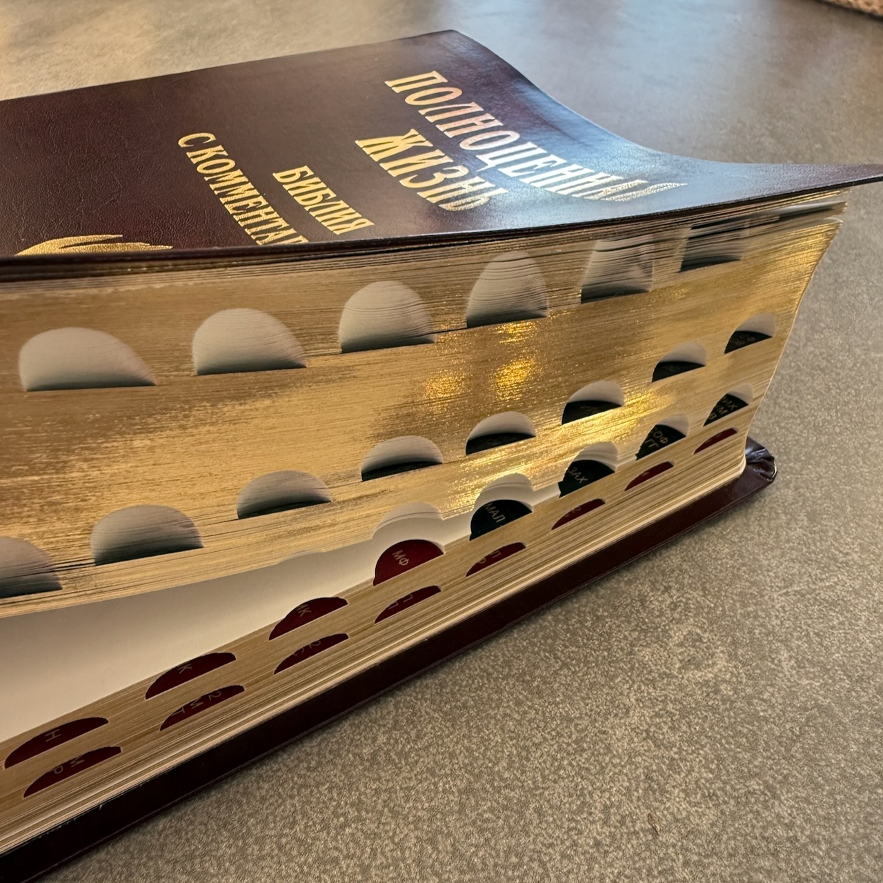 Библия с комментариями "Полноценная жизнь" 065TI, код 25065-16, кожаный переплет, две закладки, цвет темно-бордовый, цветные карты