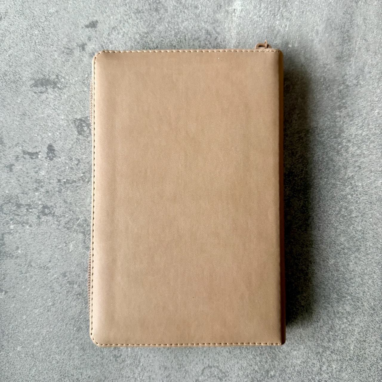 Библия 048 zti код 25048-27  дизайн "термо штамп терновый венец", переплет из искусственной кожи на молнии с индексами, цвет серо-бежевый , формат 125*195 мм