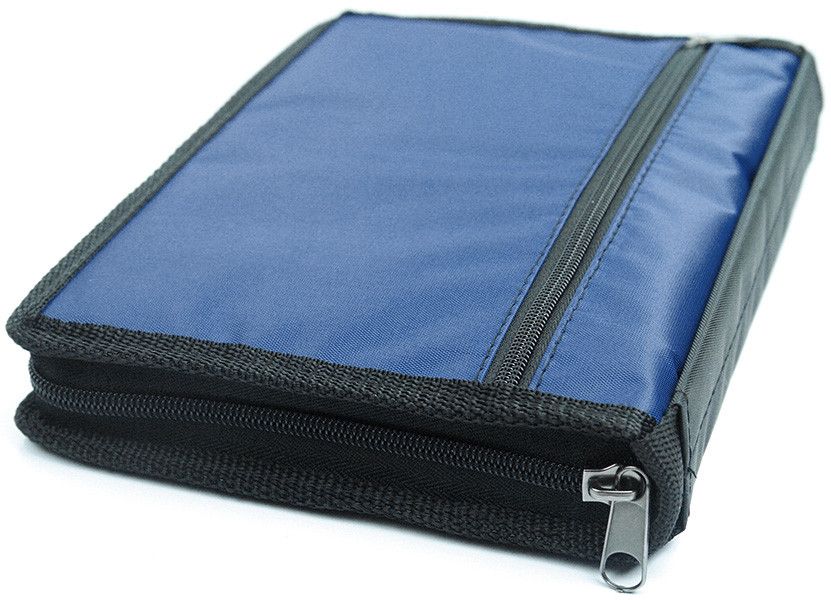 Чехол-сумка с ручкой на молнии для библии из гидронейлона цвет синий, размер 15*22,2  см.  Для библии 047-048 формата (13,7х20 см)