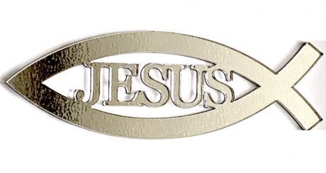 Наклейка "Рыбка-JESUS" пластик 11*3,7 см, толщина 3 мм, цвет серебро