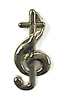 Значок "Скрипичный ключ и КРЕСТ" металлический , цвет "серебро"