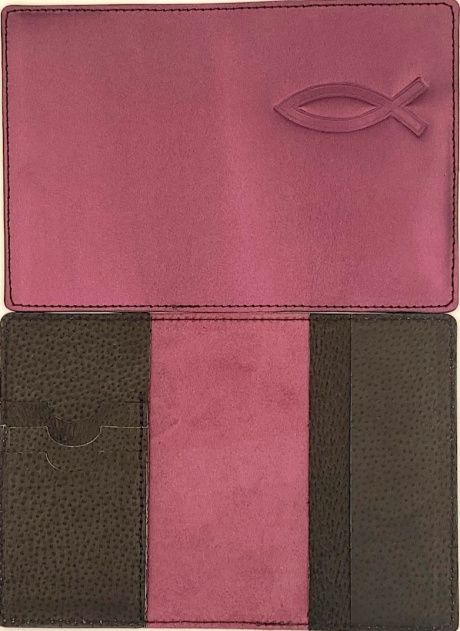 Обложка для паспорта "Бизнес", цвет бордо металлик (натуральная цветная кожа) , "Рыбка"