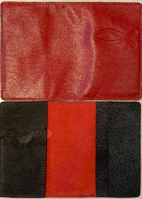 Обложка для паспорта "Бизнес", цвет вишня (натуральная цветная кожа) , "Рыбка"