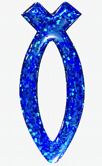 Наклейка объемная Рыбка синяя сверкающая объемная (7,5*3см) средняя