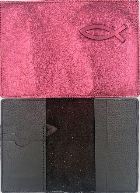 Обложка для паспорта "Бизнес", цвет бордо металлик огонь (натуральная цветная кожа) , "Рыбка"