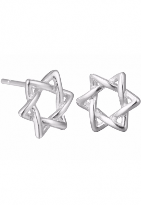 Сережки-гвоздики серебряные - "Звезда Давида" (пара, 2 шт)  размер 12*12 мм, в специальном подарочном мешочке