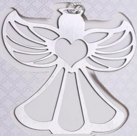 Закладка металлическая c кистью "Ангел с сердцем" размер 70*70 мм, цвет "серебро"