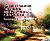 Открытка маленькая №372 - Постоянно молитесь, бодрствуйте во время молитвы и благодарите! Колоссянам 4:2