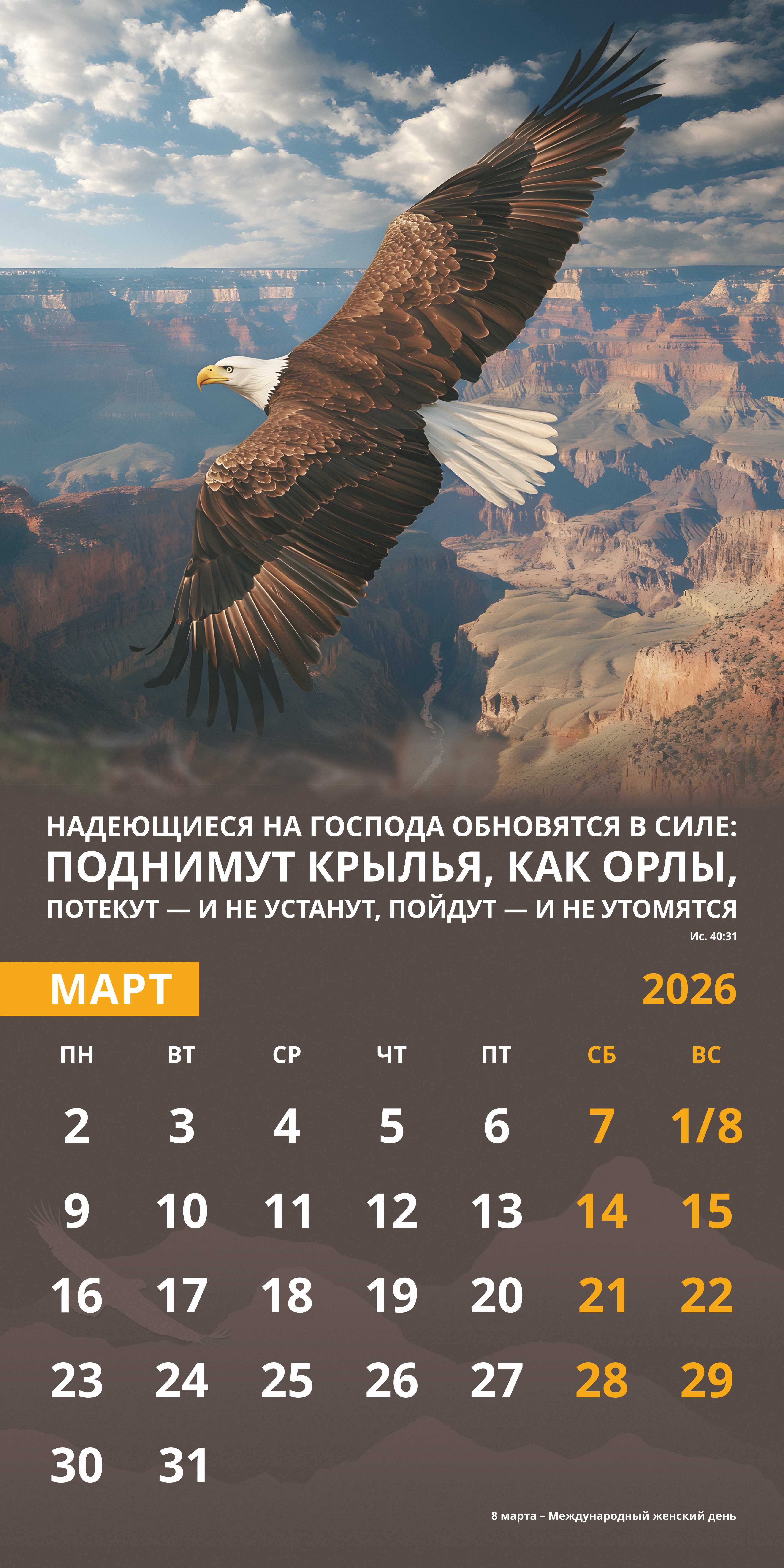Календарь перекидной на скобе Мужской "Достигая цели" на 29*29 см на 2026 (планер) на 12 листах