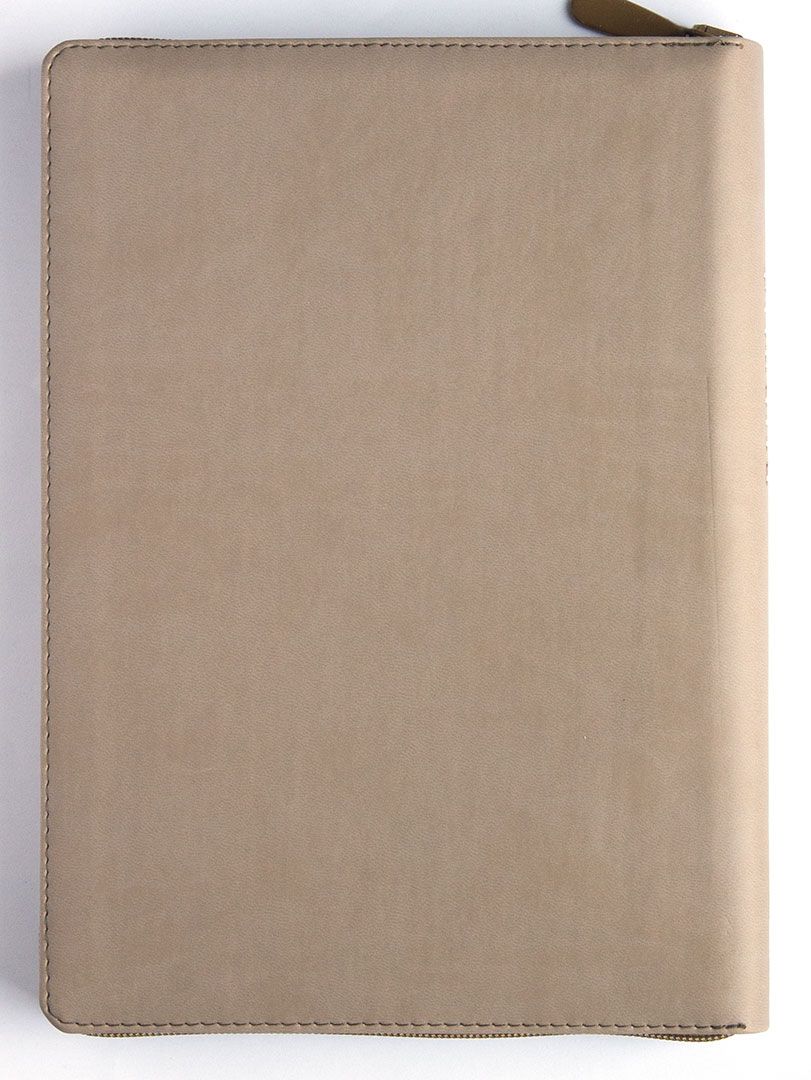 Библия 076 zti  рисунок термо штамп Лев, цвет бежевый  размер 23 x16 см , переплет с молнией и индексами, золотой обрез