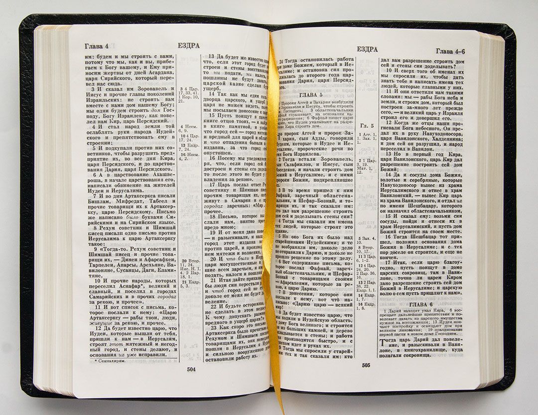 Библия 055  кожаный переплет, черная, средний формат, 145*220 мм,парал. места по центру страницы, золотой обрез, хороший крупный шрифт)