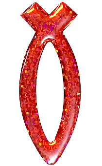 Наклейка объемная Рыбка красная сверкающая объемная (7,5*3см) средняя