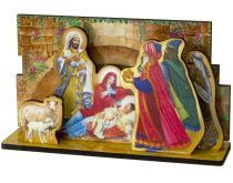 Настольный деревянный 3Д сувенир "С Рождеством Христовым!"№2 Поклонение волхов, размер 14,5*21 см