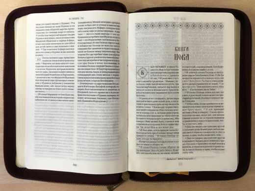 Библия 047DСZ с неканоческими книгами Ветхого Завета, цвет вишня, кожаный переплет на молнии, средний формат, 135*170 мм, золотой обрез, код 1138
