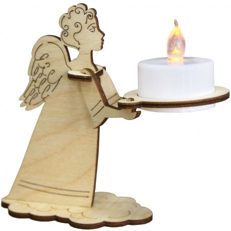 Настольный деревянный 3Д сувенир "Ангел" со свечой