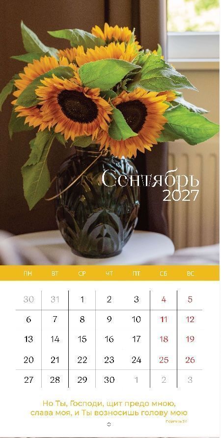 Календарь перекидной на скобе Женский "Любима, Избрана, хранима" на 29*29 см на 2027 (планер) на 12 листах