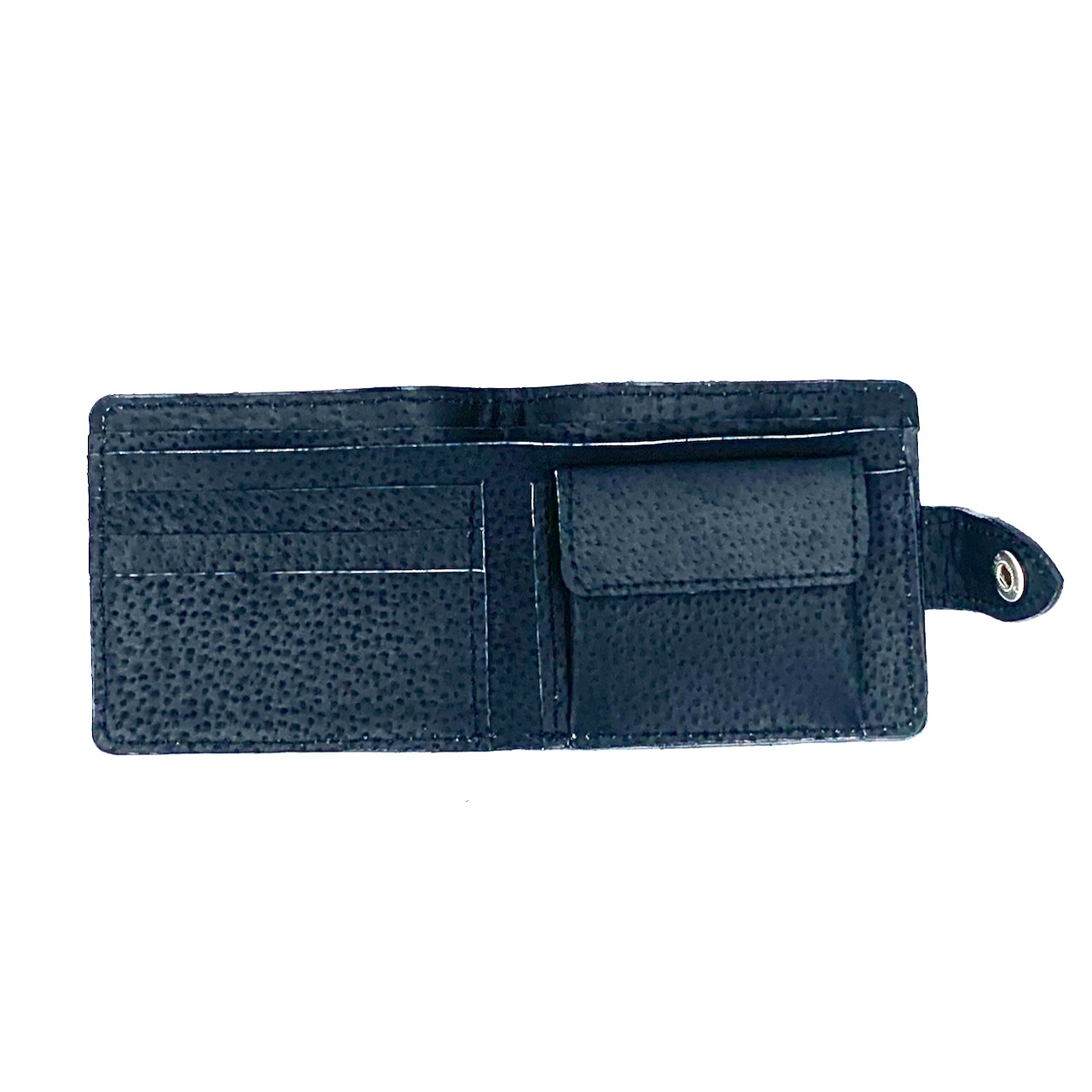 Портмоне на кнопке (натуральная кожа). Термо штамп "Рыбка,", отделение для банкнот + отделение для мелочи + 3 отделения для карточек, цвет серебристый металлик с фиолетовым отливом