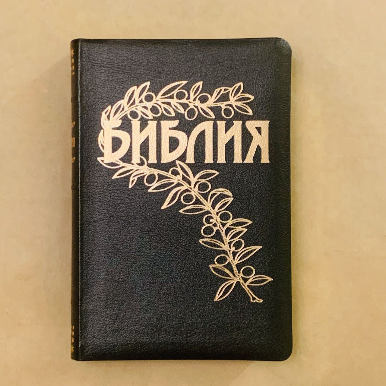 Библия Геце "с оливковой ветвью" 063 формат  (145*215 мм), чуть больше среднего  (прошитая), цвет черный, кожаный переплет, золотые страницы, код 1167 (11672)