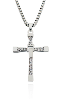 Кулон металлический "Крест со стразами складной", на металической цепочке, цвет "серебро", размер 37*55 мм