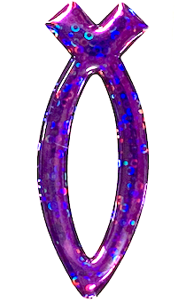 Наклейка объемная Рыбка фиолетовая сверкающая объемная (7,5*3см) средняя