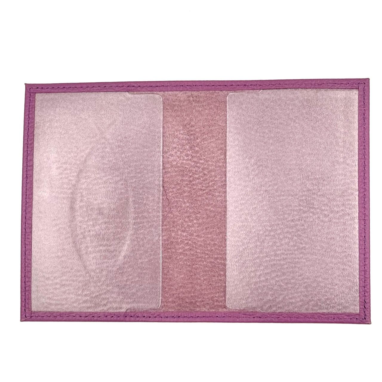 Обложка для паспорта (натуральная цветная кожа) , "Рыбка"  термопечать, цвет сиреневый