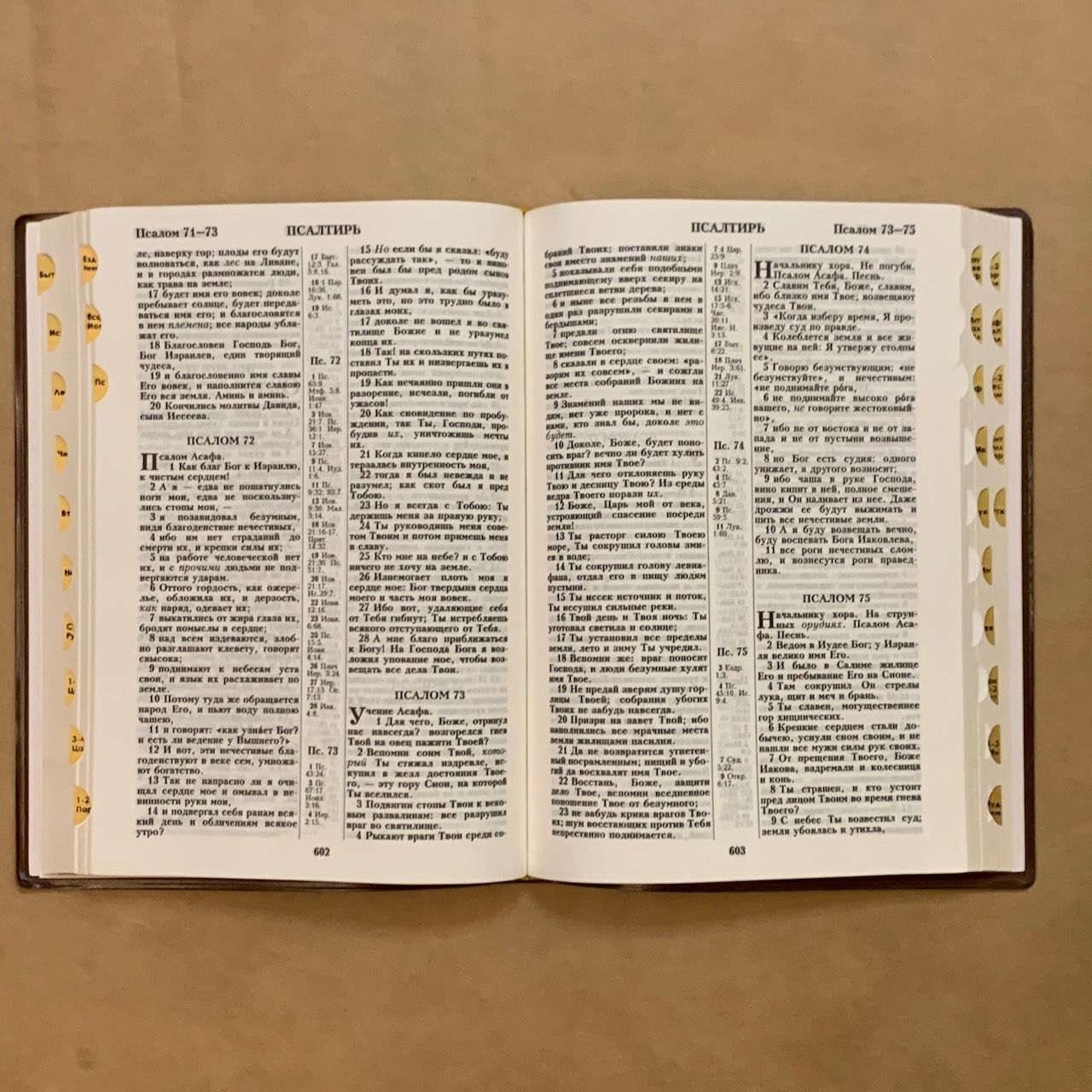 Библия 076TI код A3,  дизайн "золотая рамка растительный орнамент",  цвет темно-коричневый, переплет из искусственной кожи с индексами