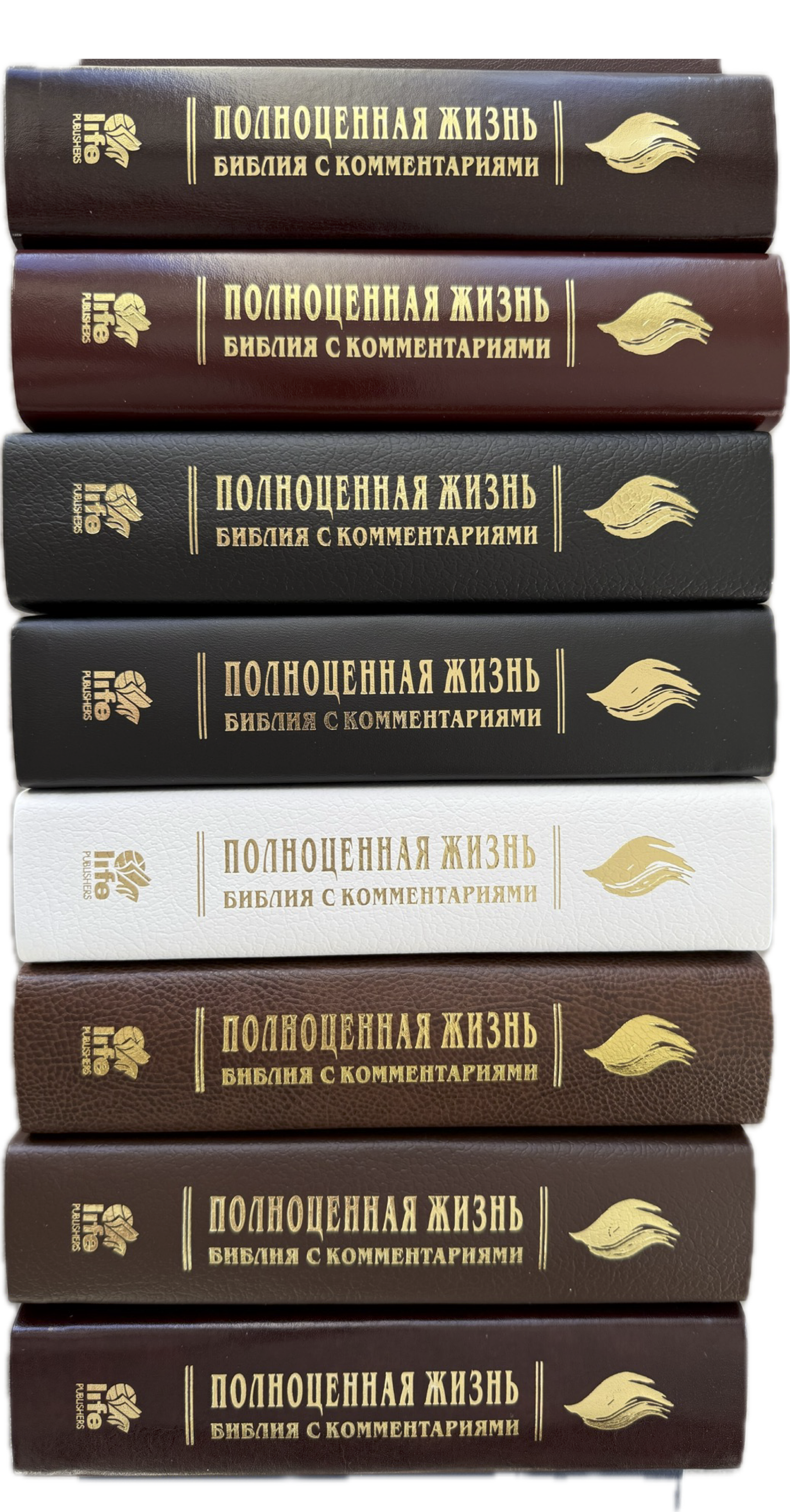 Библия с комментариями "Полноценная жизнь" 065TI, код 25065-11, кожаный переплет, две закладки, цвет коричневый с оттенком бордо с прожилками, цветные карты